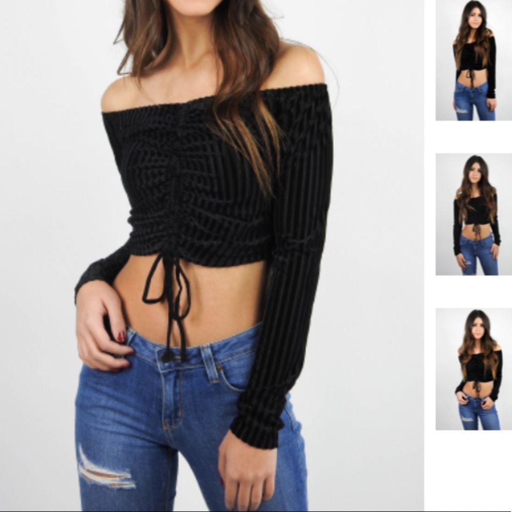 Grey Bandit: Black Velvet Starstruck Crop Top